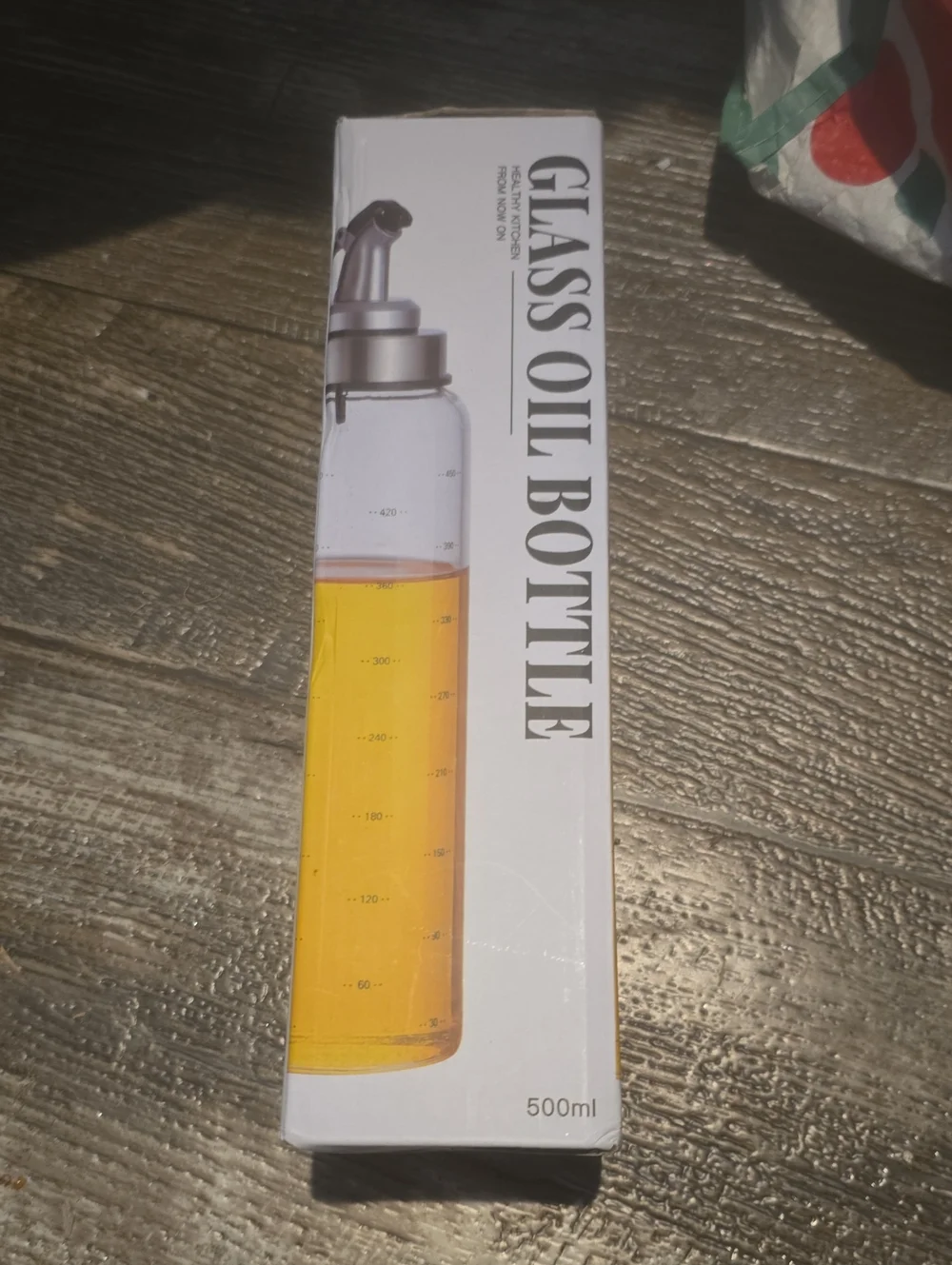 Glass Oil Bottle - Clear Glass with Silver Top